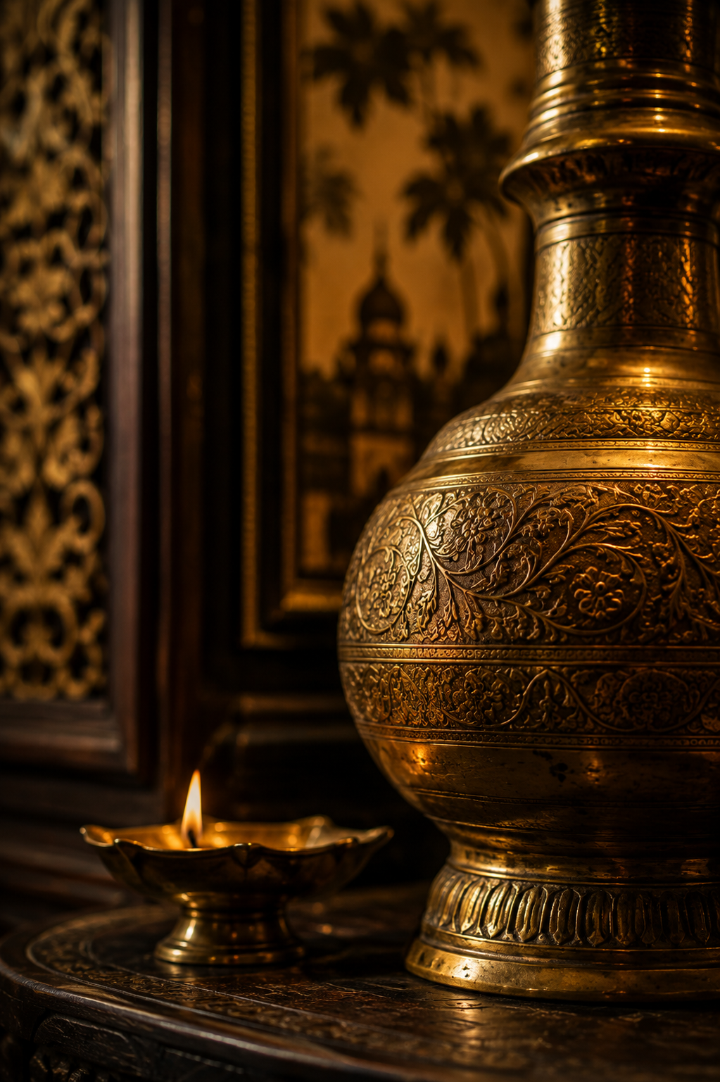 Traditional brass details inside the restaurant