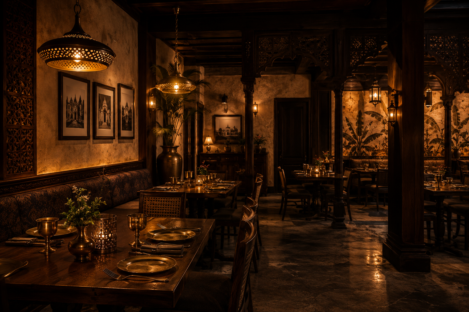 Elegant Bengali restaurant dining room
